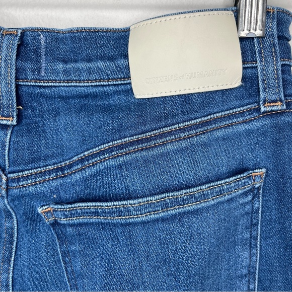Citizens of Humanity Medium Wash Ambry Palma Straight Leg Jeans Raw Hem Cropped - Picture 11 of 15